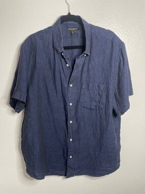 Men's Banana Republic Dark Blue Short Sleeve Linen Shirt. Size XL